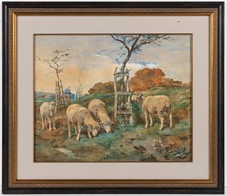 EUROPEAN SCHOOL (LATE 19TH / EARLY 20TH CENTURY) SHEEP PAINTING