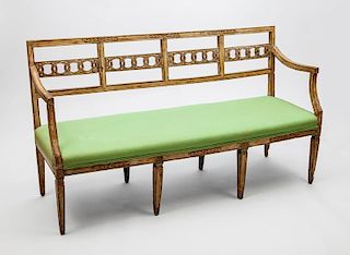 Italian Neoclassical Painted and Parcel-Gilt Settee