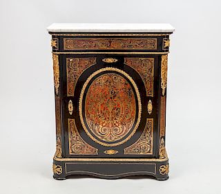 Napoleon lll Gilt-Bronze-Mounted Ebonized and Boulle Marquetry Side Cabinet