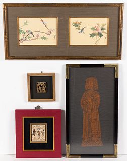 CHINESE / ASIAN FRAMED DECORATIVE ARTICLES, LOT OF FOUR