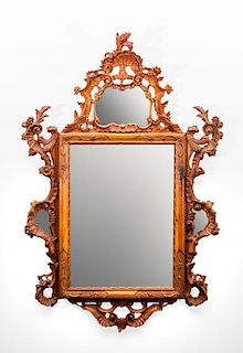 Italian Rococo Style Carved Walnut Mirror