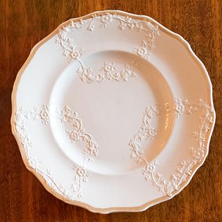 Set of Five Moulded Plates with Gilt-Rims