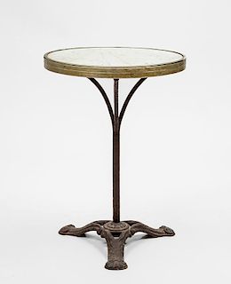 French Gilt-Metal-Mounted Marble and Cast-Iron Bistro Table