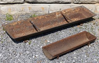 AMERICAN CAST-IRON GARDEN TROUGHS, LOT OF TWO
