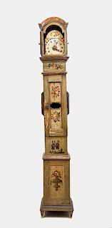 Dutch Provincial Painted Tall Case Clock