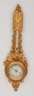 Louis XVI Style Carved Giltwood Barometer/Thermometer