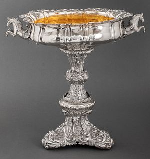 Jacob Wiberg (Moscow, first half 19th century) Russian silver centerpiece, 1838, possibly intended as an equestrian trophy, the top and base marked in