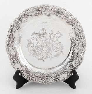 Tiffany & Company, New York, sterling silver four-footed plateau, circa 1884-5, in the Japonisme taste, the design attributed to Charles Osborne (Brit