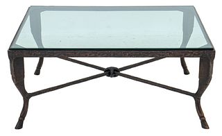 Christopher Chodoff (American, 1909-1990) patinated bronze "Etruscan" goat leg low table, cocktail, or coffee table, in the manner of Diego Giacometti