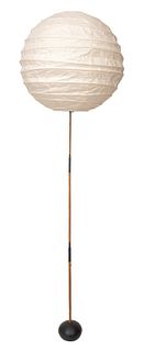 Isamu Noguchi (American, 1904-1988) vintage Mid-Century Modern floor lamp with bamboo support and rice paper lantern shade, circa 1950s. 72" H x 20" d