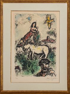 Marc Chagall (Russian/French, 1887-1985) "A Sequestered Garden" color lithograph, 1969, signed in pencil lower right, numbered "12/50" lower left, hou