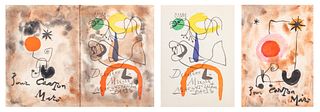 Three Joan Miro (Spanish, 1893-1983) gallery invite ephemera, one "Derriere Le Mirroir" Maeght Editeur, 1959, gallery invitation original and one with