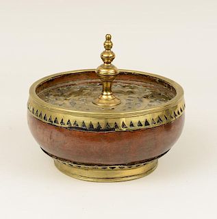 Dutch Colonial Brass-Mounted Turned Fruitwood Bowl