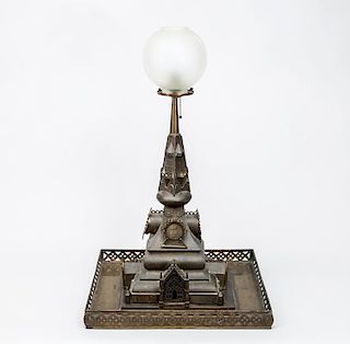 Unusual Brass Memorial Lighthouse-Form Lamp