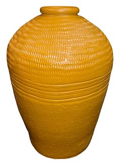 Large Handthrown Yellow Glazed Garden Urn Pot #1 