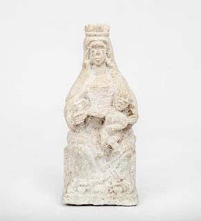 Medieval Style Carved Stone Group, The Madonna and Child
