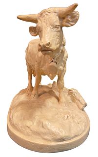 Early 20th C French Cow Statue Sculpture 