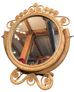Art Nouveau Wicker Vanity Mirror 