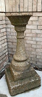 Old Stone & Bronze Pedestal Garden Sundial 