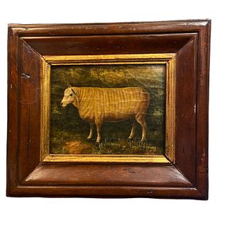 20th Century Signed Oil on Canvas of a Sheep 