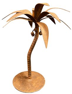 Folk Art Cast Iron Palm Tree Candleholder 
