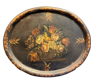 19th C Hand Painted Tole Tray 