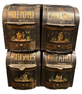 19th C. General Store Toleware Spice Tins