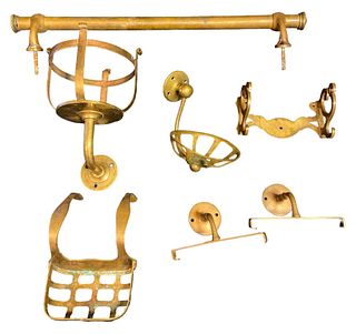 Collection Original Antique Brass Bathroom Accessory Fixtures 