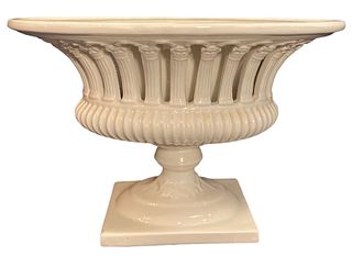 Classic Italian White Glazed Pottery Urn 