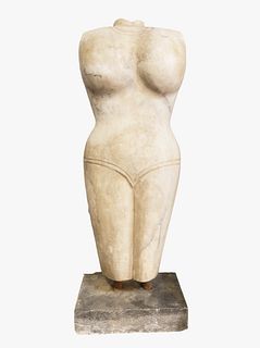 Sculpture of a Marble Nude Female Bust 