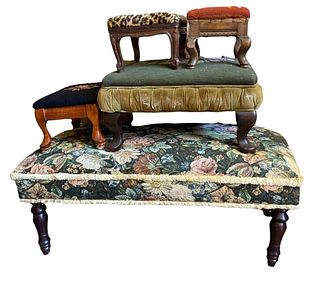 Collection Footstools ,Embroidered, Victorian 