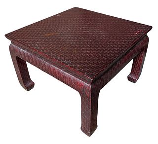 Lacquered Linen Covered Side Table IMO Baker