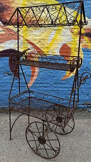 Vintage Metal Garden Flower Cart
