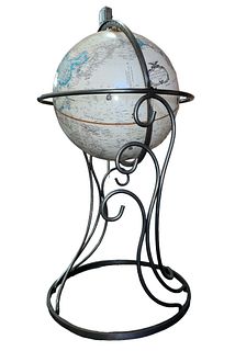 Large World Globe W/ Iron Metal Stand