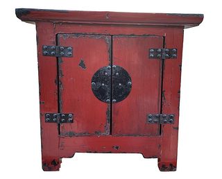 Small Red 2 Door Chinese Chest 