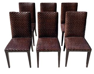Italian Leather Strap Dining Chairs by Stone International, 6