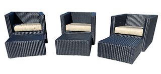 CANE LINE Wicker Outdoor Patio Lounge Chairs 