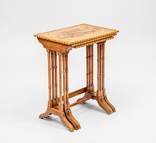 George III Style Inlaid Mahogany Nest of Three Tables