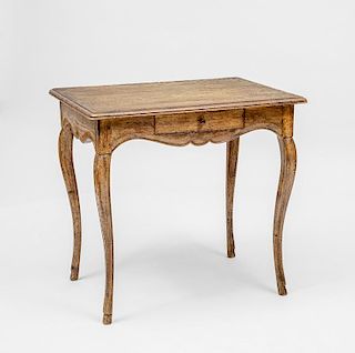 Louis XV Style Provincial Elm Single-Drawer Side Table