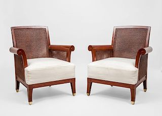 Pair of Colonial Style Mahogany Armchairs