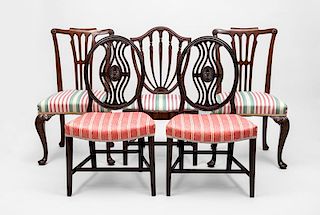 Assembled Group of Five Carved Mahogany George III Side Chairs