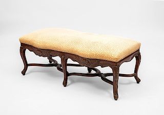 Louis XV Style Carved and Upholstered Beechwood Window Bench