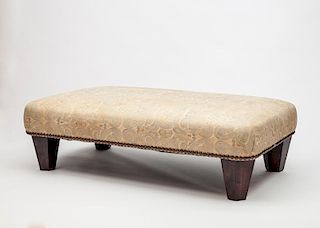 Modern Upholstered and Mahogany Bench