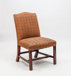George III Style Upholstered Mahogany Side Chair