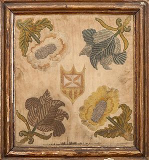 French Embroidered Silk and Wool Panel