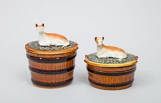 Two Graduated Pottery Butter Tubs and Covers, marked 'Tastesetter by Sigma'