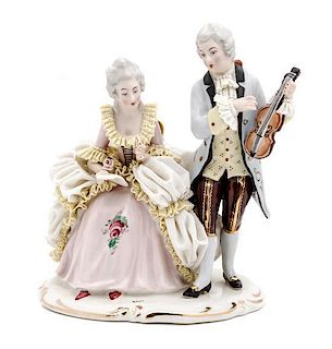 A Dresden Porcelain Figural Group, Height 7 1/2 inches.