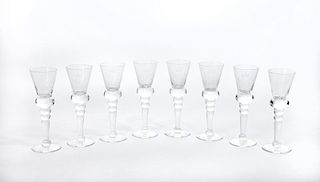 Set of Eight English Stemmed Cordials