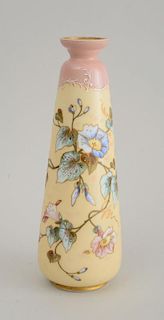 Enameled Art Glass Tall Vase
