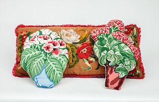 Victorian Floral Beaded Pillow with Two Floral Embroidered Pillows